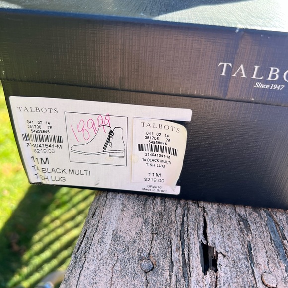 NWT Talbots Gorgeous Black Leather Fabric Check Heel Zip Trish Ankle Boots - Picture 5 of 6